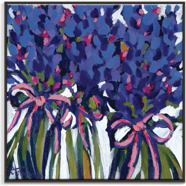 'For You' Framed Painting on Canvas - Blue;Pink (61cm H x 61cm W)