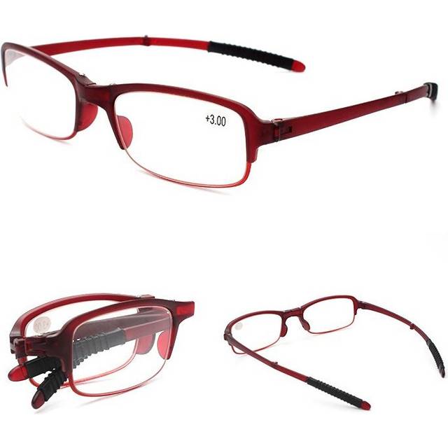 (Red, 4) Light Weight Folding Reading Glasses Magnifying Fatigue Relief