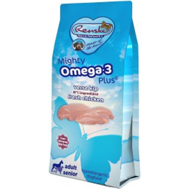 Renske Adult Senior Mighty Omega-3 Plus freshly prepared kyckling och ris hundfoder. Förpackning: 3 kg