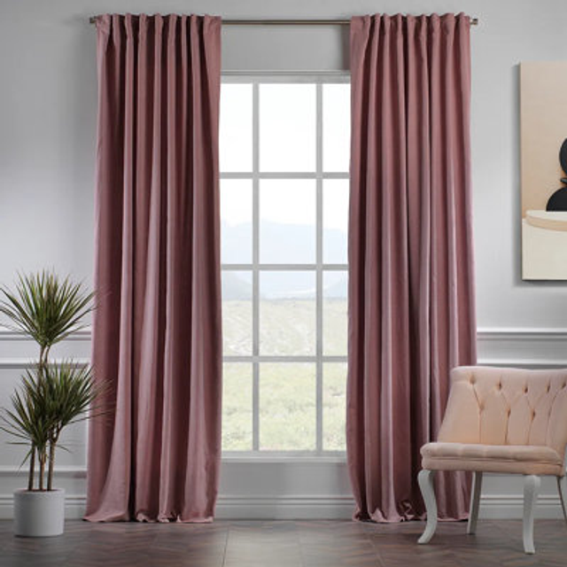 Extra Long & Extra Wide Decorative Curtain Single Panel - Rose Pink (280cm Width x 400cm Drop)