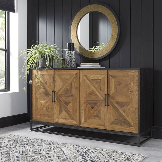 Vancouver Rustic Oak and Peppercorn Wide Sideboard