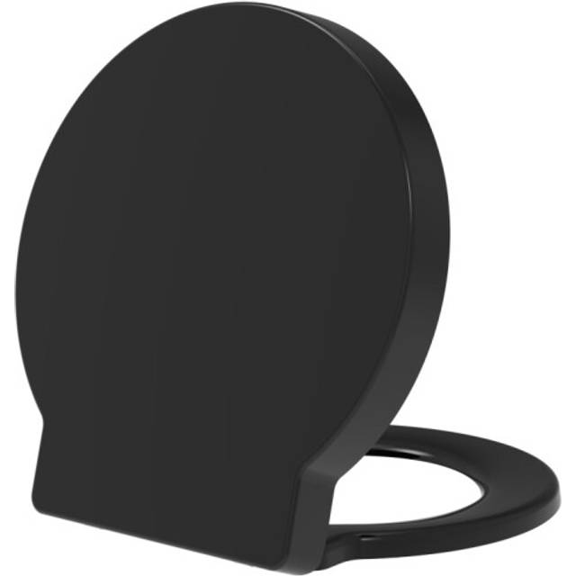 Euroshowers Black Top Fix Round Soft Close Toilet Seat 400X420mm - One Size
