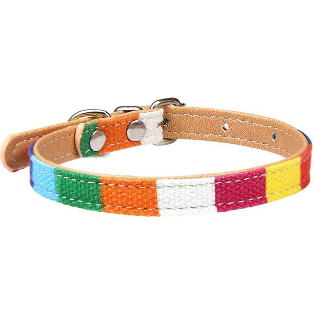 Sällskapsdjur katt klockkrage hund krage katt levererar färg duk pu läder - Utan klocka / Xs