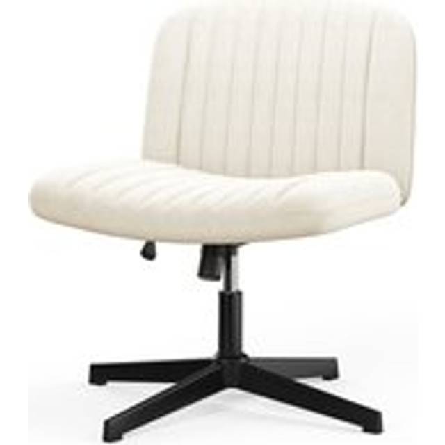 Ergonomic Cross Legged Office Chair Armless Wide Desk Chair with Mid Back Support Beige