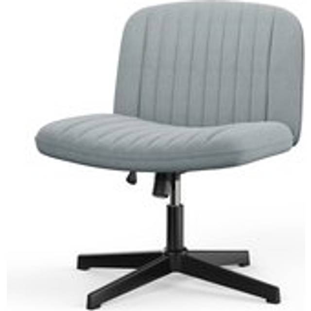 Ergonomic Cross Legged Office Chair Armless Wide Desk Chair with Mid Back Support for Home Office Bedroom Grey