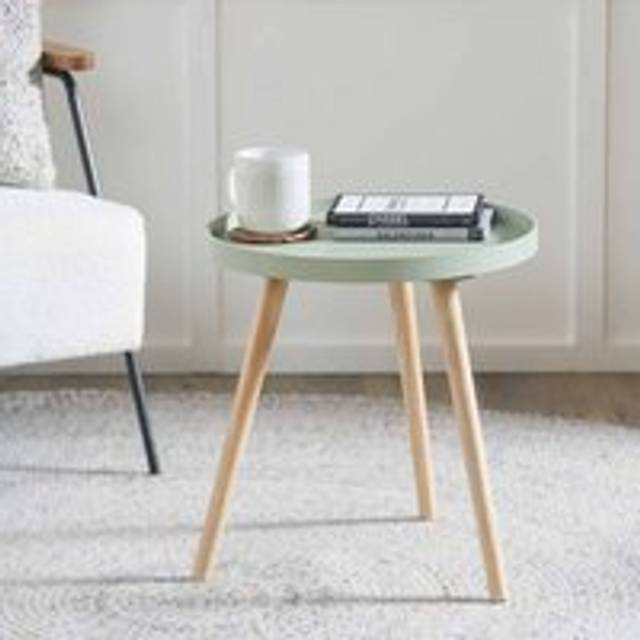 Pacific Halston Sage Green Wood Veneer And Natural Pine Wood Side Table, Green