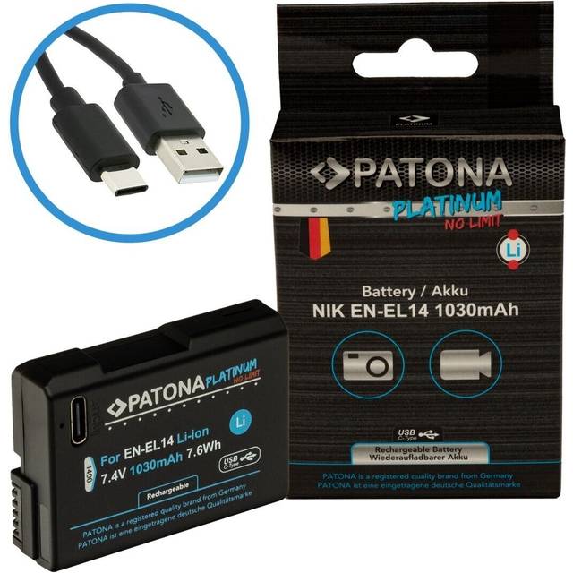 Patona Platinum battery with USB-C input for Nikon EN-EL14