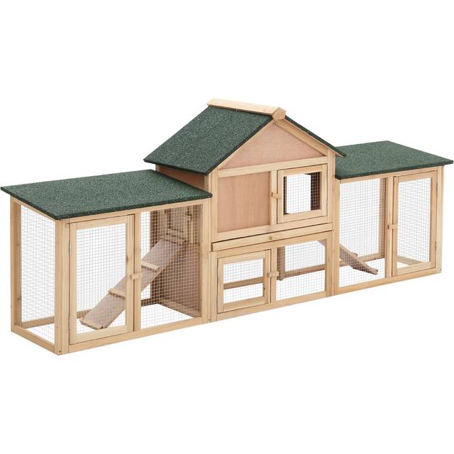 PawHut Rabbit Hutch Natural 455 mm x 2100 mm x 845 mm