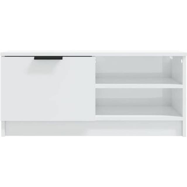 vidaXL TV Cabinet High Gloss White 80x35x36.5 cm Engineered Wood