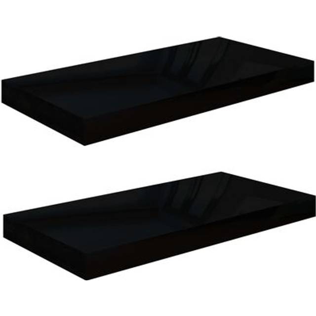 vidaXL Floating Wall Shelves 2 pcs Black 50x23x3.8 cm MDF