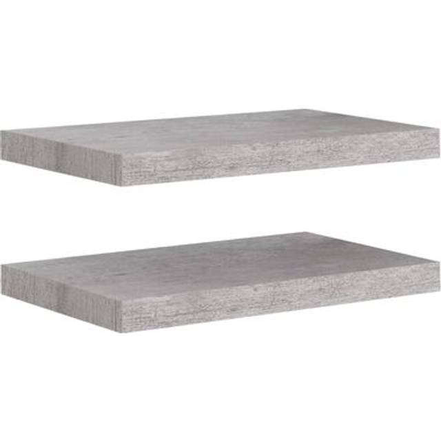 Svävande vägghyllor 2 st betonggrå 50x23x3,8 cm MDF