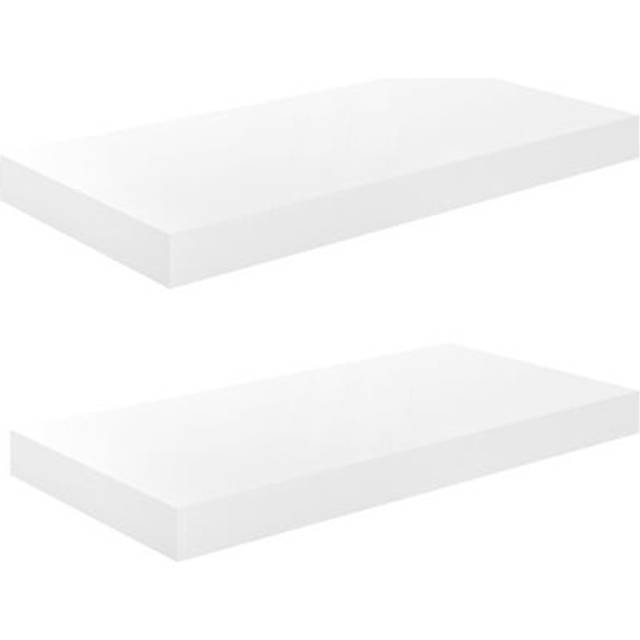 vidaXL Floating Wall Shelves 2 pcs High Gloss White 50x23x3.8 cm MDF