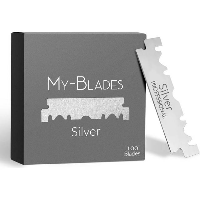My-Blades® - Silver - 100 Ensidiga Rakblad, tillverkade av tyskt stål, Halvblad, härdade med is för rakhyvlar och rakknivar