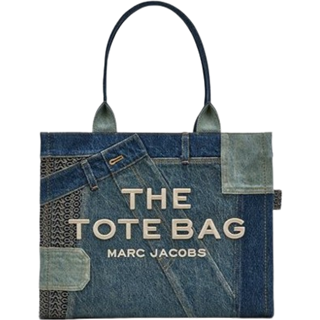 MARC JACOBS Marc Jacobs The Deconstructed Denim Large Tote Bag in Indigo Multi