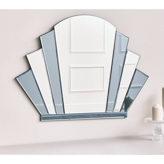 Grey Glass Art Deco Arch Fan Wall Mirror 80cm x 60cm Material: Mirrors