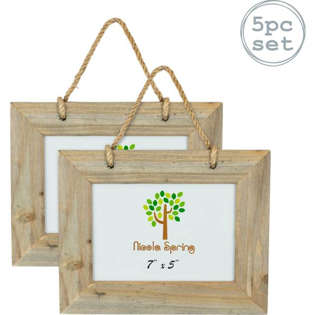 Nicola Spring - Rustic Wooden Hanging Photo Frames - Natural - Brown (19cm H x 24cm W x 5.5cm D)