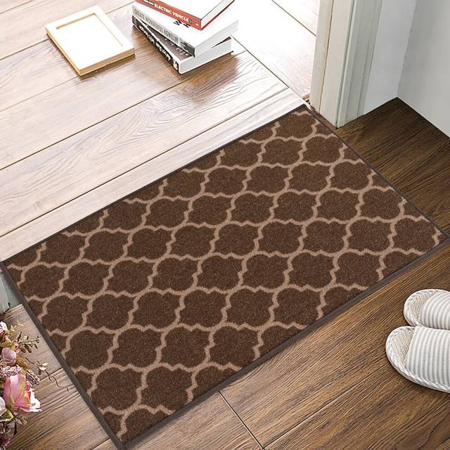 Trellis Heavy Duty Machine Washable Hallway Kitchen Non Slip Door Mat - Brown - 67cm x 120cm