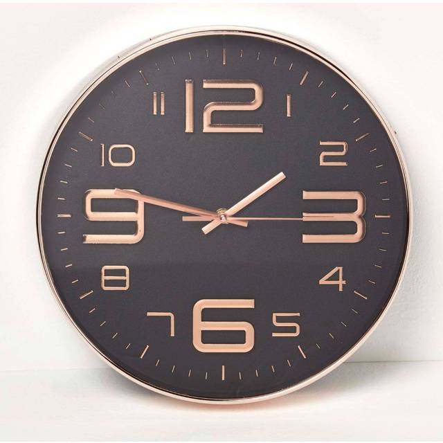 Homescapes Black & Rose Gold Wall Clock