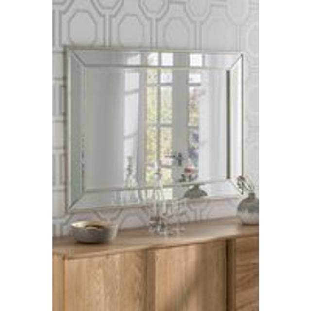 Yearn Warm Silver Angled Bevelled Wall Mirror 105 x 77cm