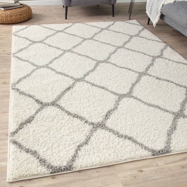 The Rugs Modern Luxury Shaggy Rug Berber Ivory 180X270Cm, Cream