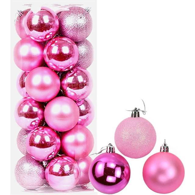 (18Pcs, Pale Pink) 60mm Christmas Baubles Shatterproof,Tree Decorations