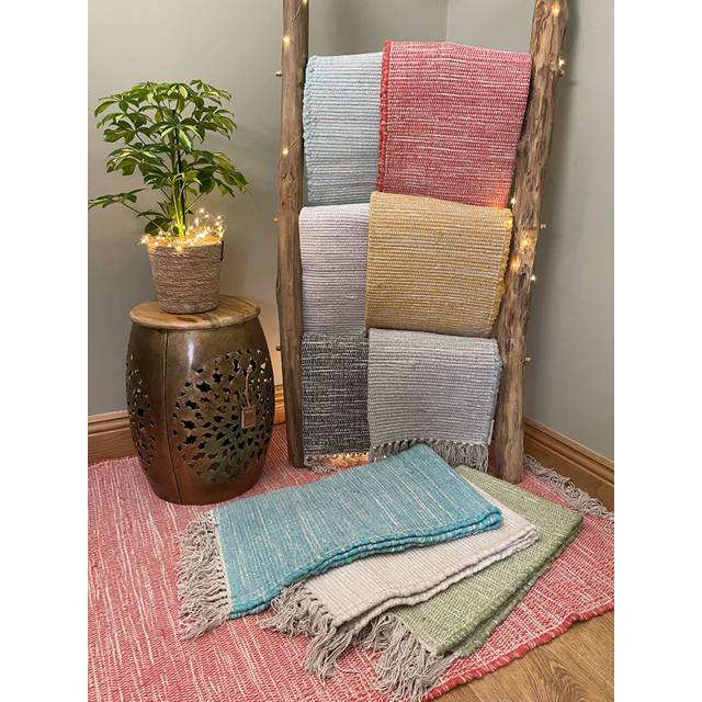 Hush Hand Loomed Soft Rug in Muted Colours - Cotton - L90 x W150 cm - Pale Grey