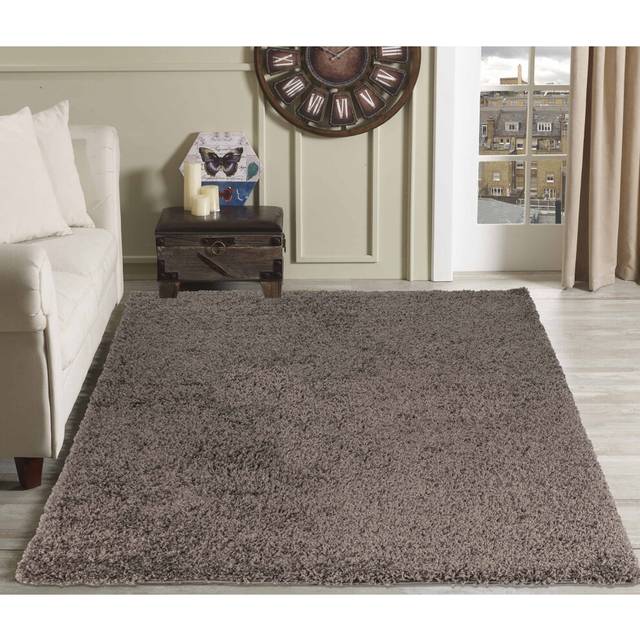 Desire Rugs Oxford Taupe Plain Shaggy Rug 80 x 150cm