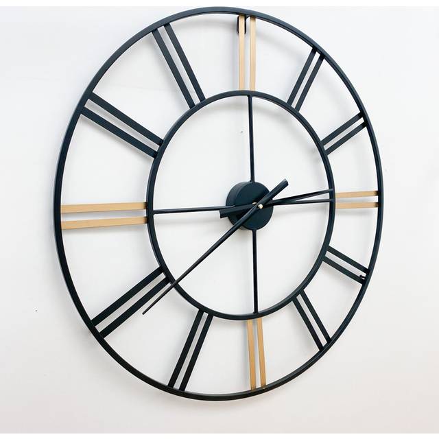Round Wall Clock - L2 x W60 x H60 cm - Black/Brown