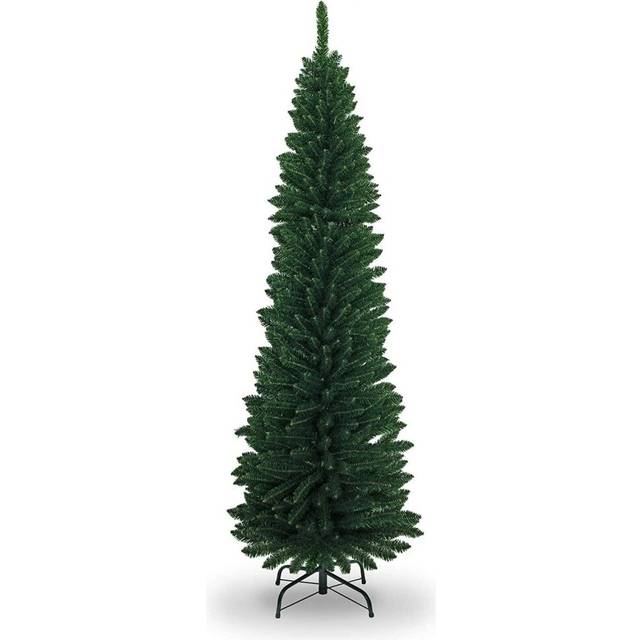 7Ft/2.1M Artificial Green Frosted Slim Christmas Pencil with 625 Pointed Tips