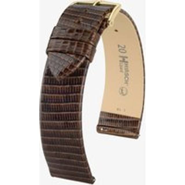 HIRSCH Lizard 20mm Long Brown Leather Watch Strap 01766010-1-20