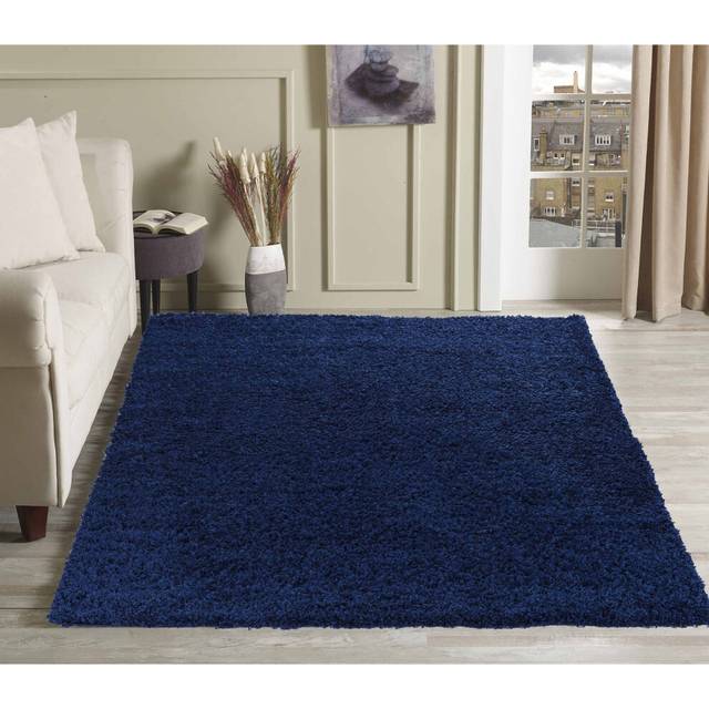 Desire Rugs Modern Plain Soft Shaggy Rug For Living Rooms - Stylish Area Rugs Navy 080x150cm, Blue