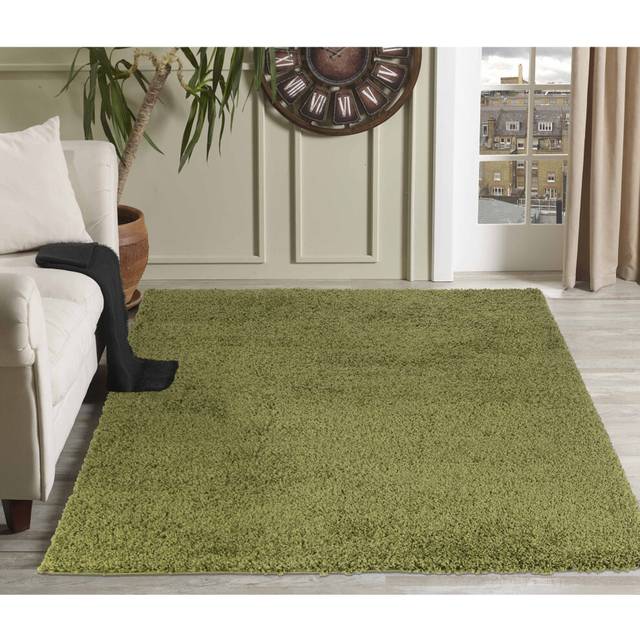 Modern Shaggy Rug, 60cm x 110cm,Green