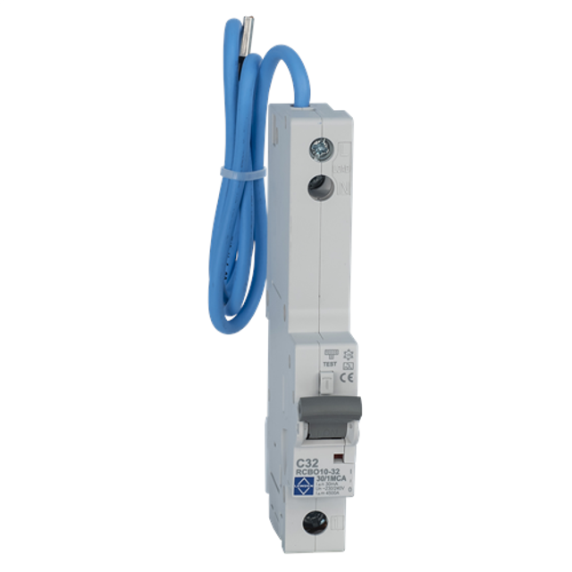 Lewden 32A 6kA 30mA Single Pole 1 Module C Curve RCBO