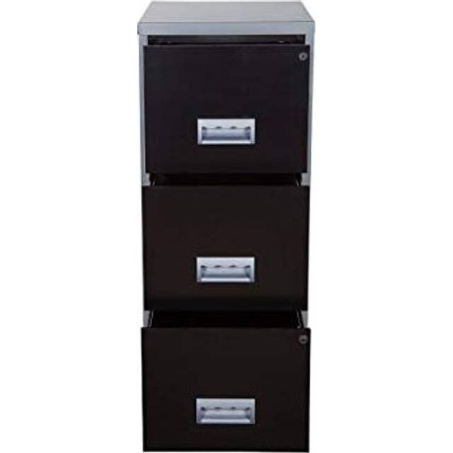 Pierre Henry 3 Drawer Maxi Filing Cabinet - Silver & Black