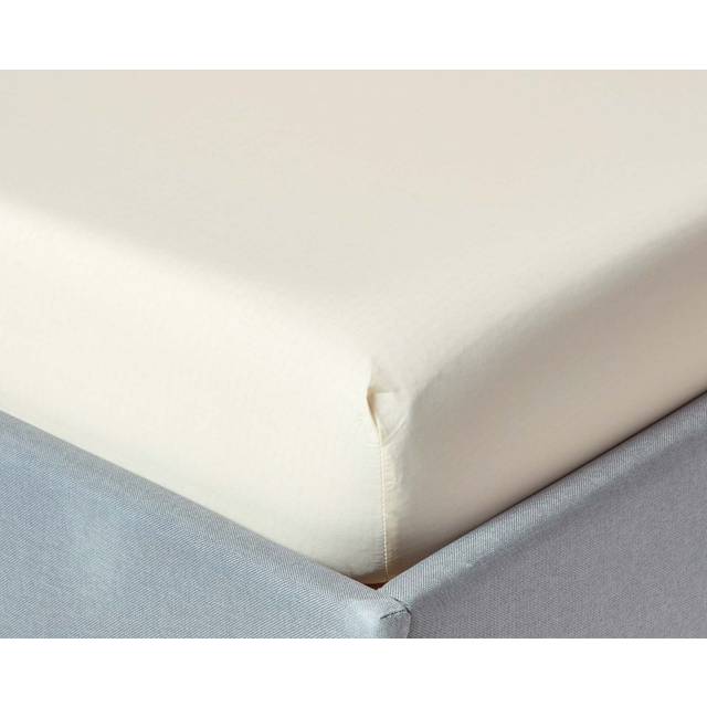 Homescapes 100% Egyptian Cotton 200 TC King Fitted Sheet, 30 cm Deep, Cream, Elasticated, Machine Washable, Hypoallergenic - Natural
