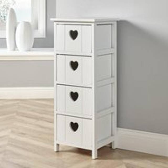 White Wooden 4 Drawer Chest Storage Unit Organiser Fully Assembled