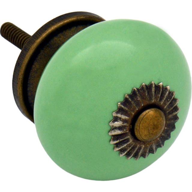 Round Ceramic Cabinet Knob - Green