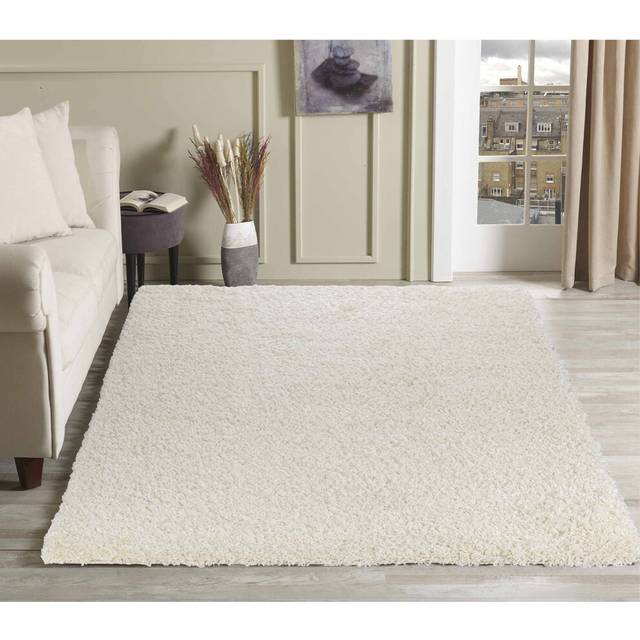 Desire Rugs Modern Plain Soft Shaggy Rug For Living Rooms - Stylish Area Rugs Ivory 060x220cm, Cream