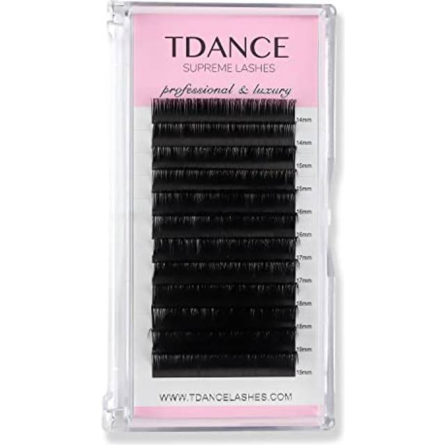 TDANCE Premium D Curl 0.15mm Thickness Semi Permanent Individual Eyelash Extensions Silk Classic Lashes Professional Salon Use Mixed 14-19mm Length In