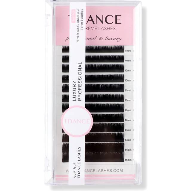 TDANCE Premium DD Curl 0.05mm Thickness Semi Permanent Individual Eyelash Extensions Silk Volume Lashes Professional Salon Use Mixed 8-15mm Length In