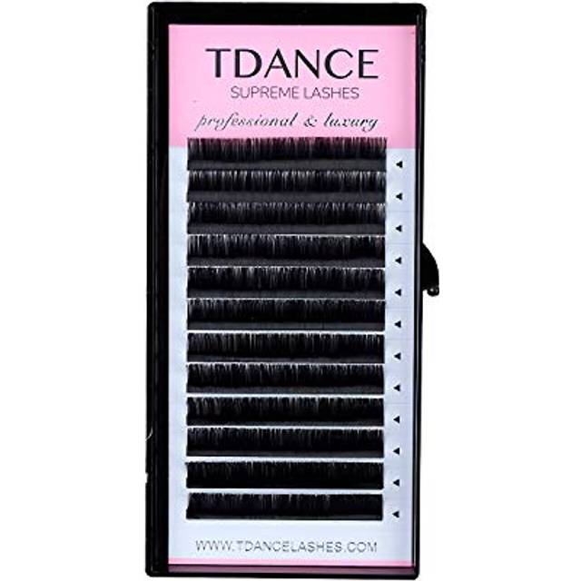 TDANCE Premium C Curl 14mm Semi Permanent Individual Eyelash Extensions 0.05mm Thickness False Mink Silk Volume Lashes Extensions Professional Salon U
