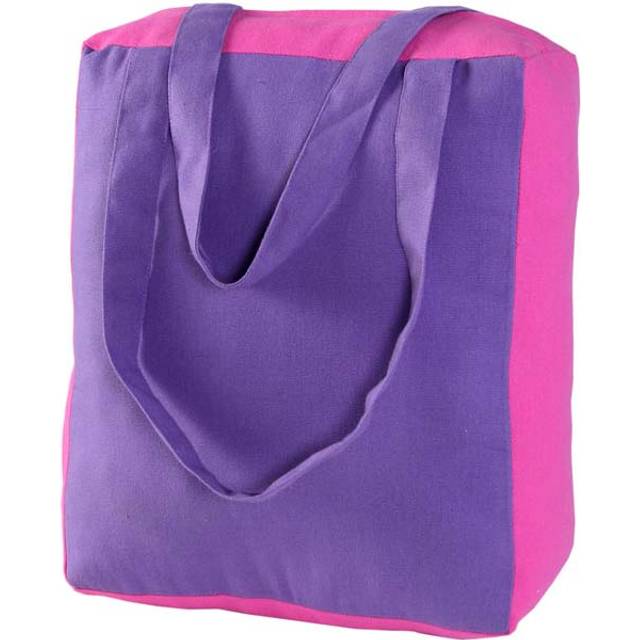 Cotton Solid Purple & Pink Design Shopping Bag, 27 x 32 x 11 cm
