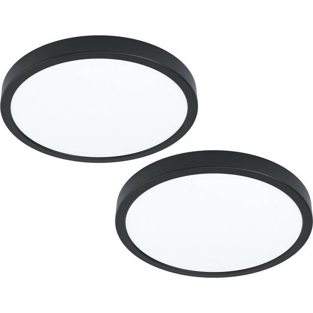 2 PACK Wall / Ceiling Light Black 285mm Round Surface Mounted 20W LED 4000K