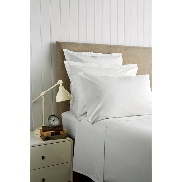 400TC Luxury Cotton Sateen Plain Dye Bedding Flat Sheets - White - Super King Flat