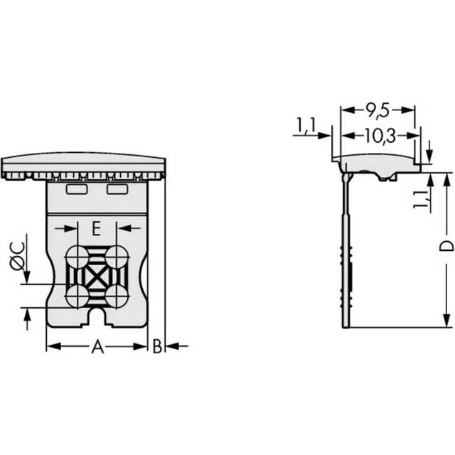 221-2411 Terminal 2 Conductor 4 mmÂ² Through Clamp Connector with Lever (Pack of 10)