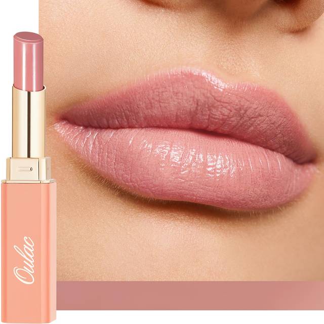 Oulac Moisturizing Shine Mauve Pink Lipstick for Women - 2 in 1 Glossy Light Pink Tinted Lip Balm  Hydrating Winter Lipstick for Dry Lips Shine Juicy
