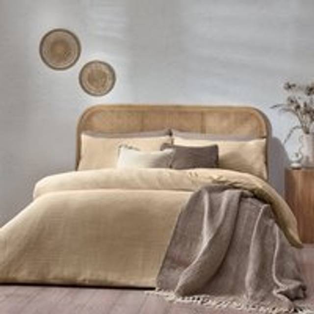 Yard Chunky Waffle 100% Cotton King Duvet Cover Set Linen, Grey