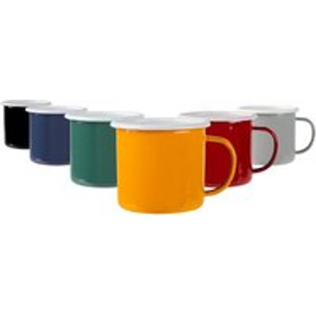 375ml Coloured Enamel Mugs - Pack of Six - Multi