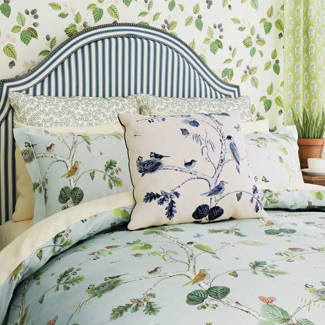 Sanderson Woodland Chorus Duvet Cover Set Double Blue Grey