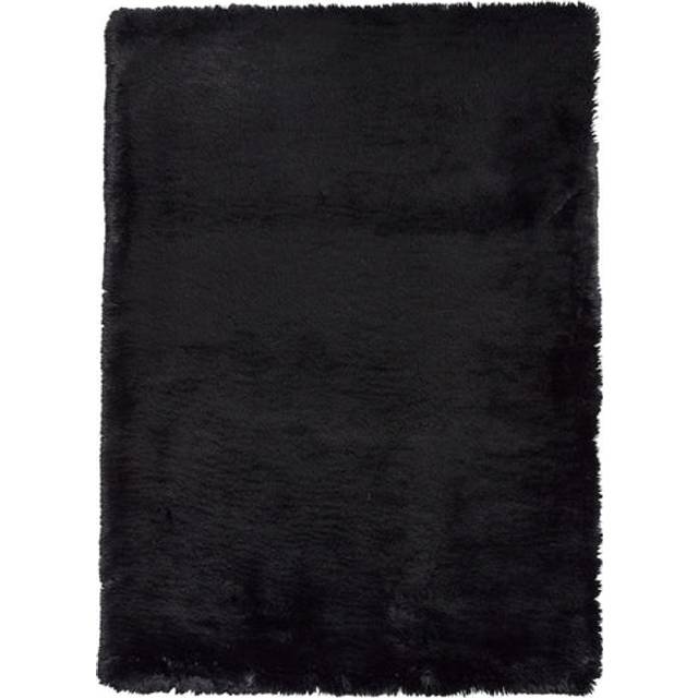 Super Teddy Plain Shaggy Rectangle Rug - Black - 60 X 120 - Think Rugs